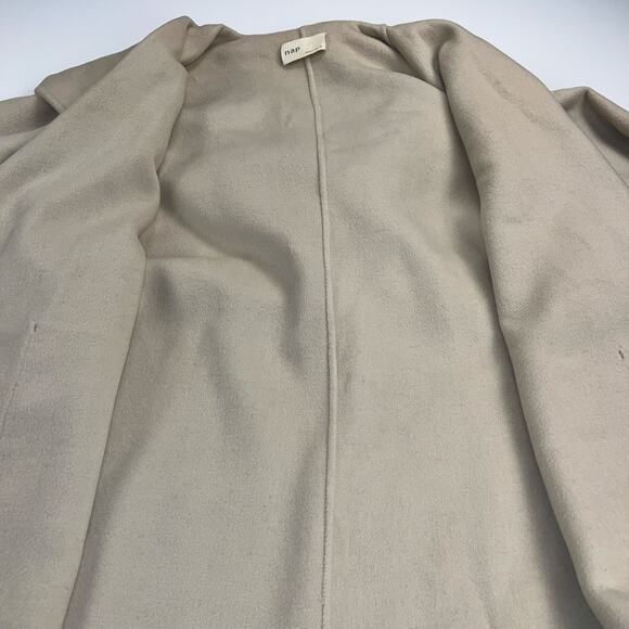 NAP Loungewear 100% Wool Hooded Belted Oversized Coat Large Pockets Tan Size S - Picture 6 of 14